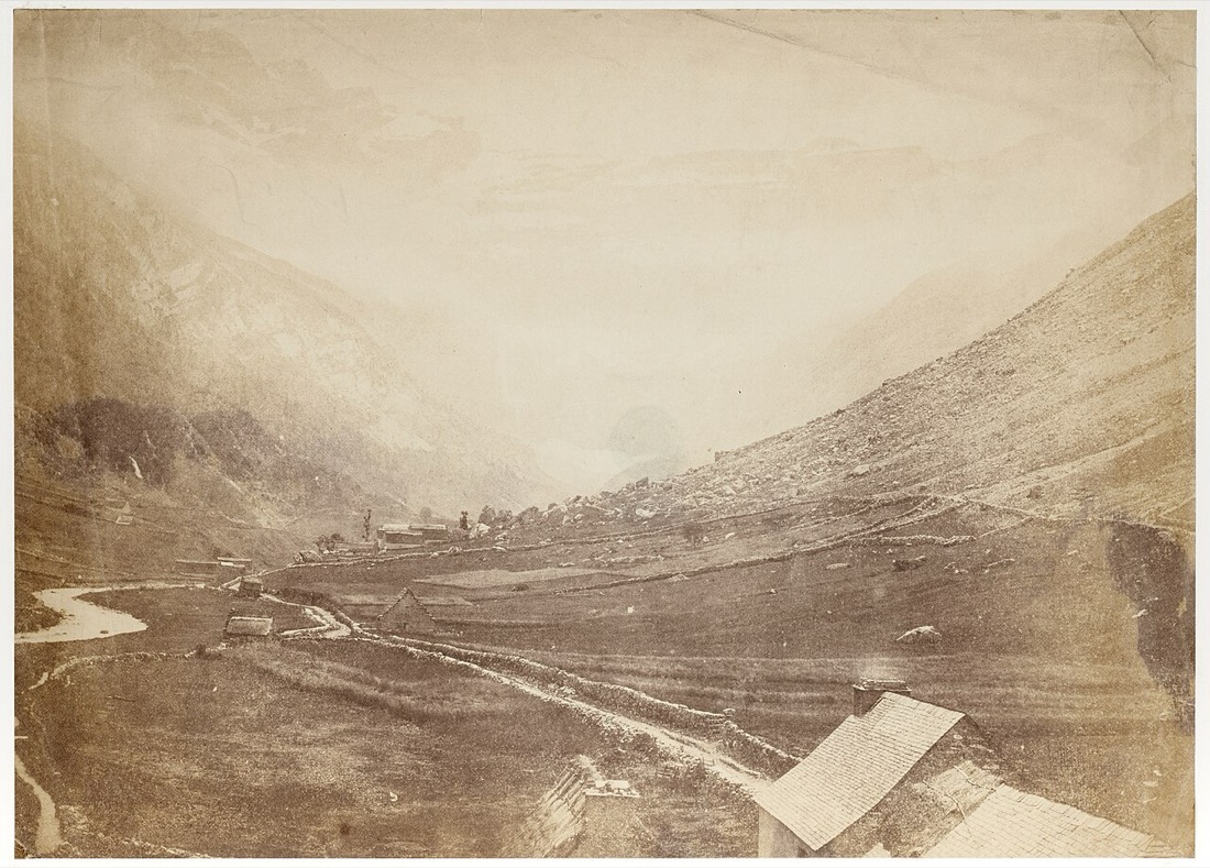Early photograph of a Pyrenean valley leading to the Cirque de Gavarnie